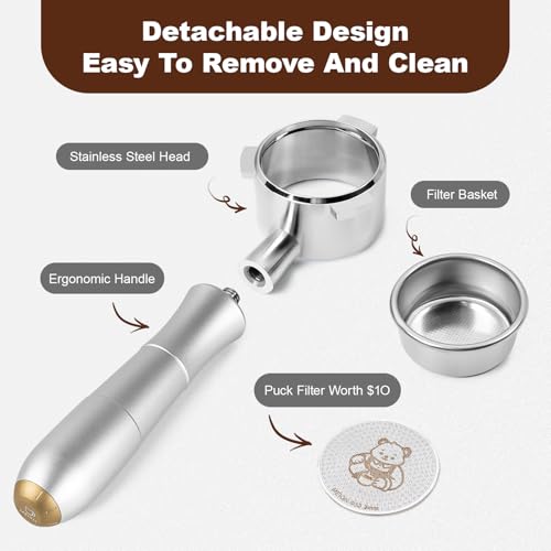54mm Bottomless Portafilter with Anodized Aluminum Handle for Breville Barista Express