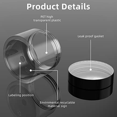 4 Pcs Plastic Jars Wide Mouth with Lids (2 Ounce)