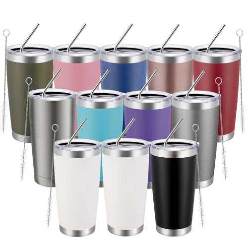 20oz Tumbler 12 Pack Double Wall Vacuum Insulated Travel Mug Bulk