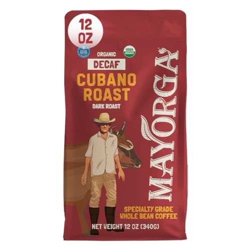 Decaf Dark Roast 12oz Bag Cafe Swiss Water Decaffeinated Cubano Roast 100% Arabica Whole Coffee Beans (12 Ounce)