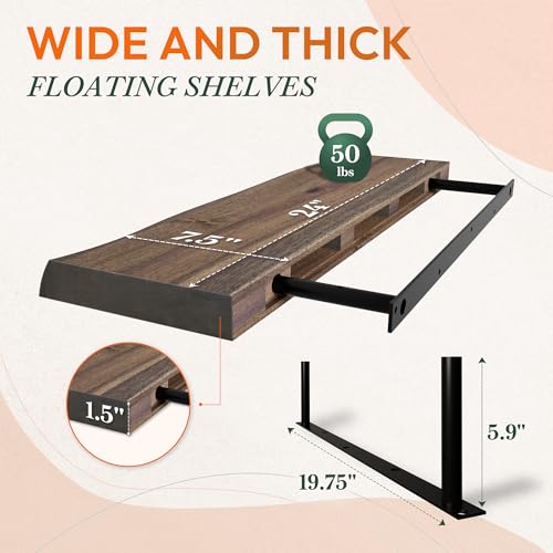 24'' Live Edge Floating Shelves for Wall (2 Count)