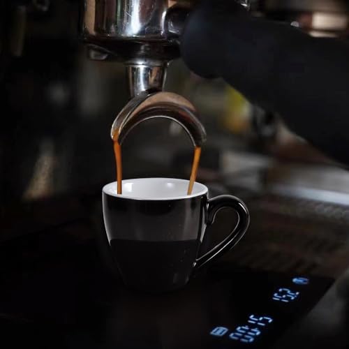 Porcelain Espresso Shot Cup Set with Saucers and Stainless Steel Spoons (4 Count)