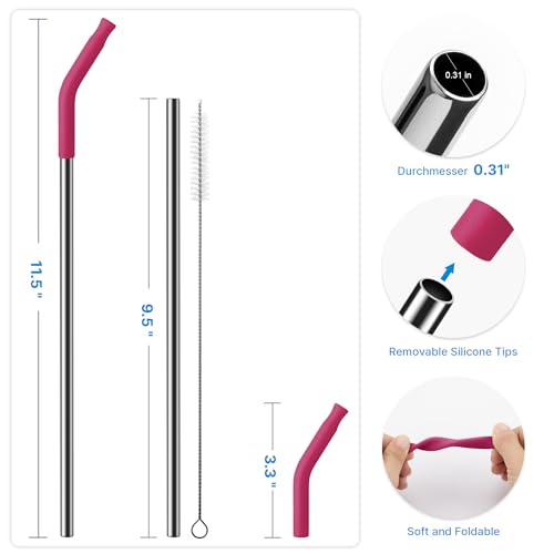 Repeatable Metal Straw with Silicone Tips for 30 oz Stanley Tumbler