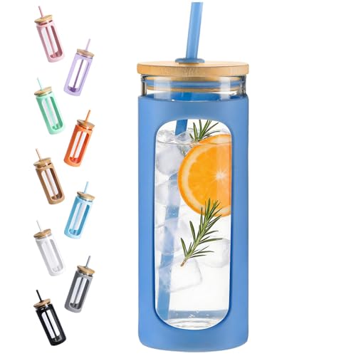 20oz Glass Tumbler with Straw and Lid