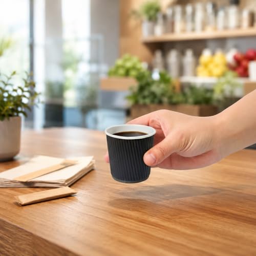 Coffee Cups 500 Pack of 4 oz Paper Ripple Wall Espresso Cups Insulated Leakproof Disposable (500 Count)