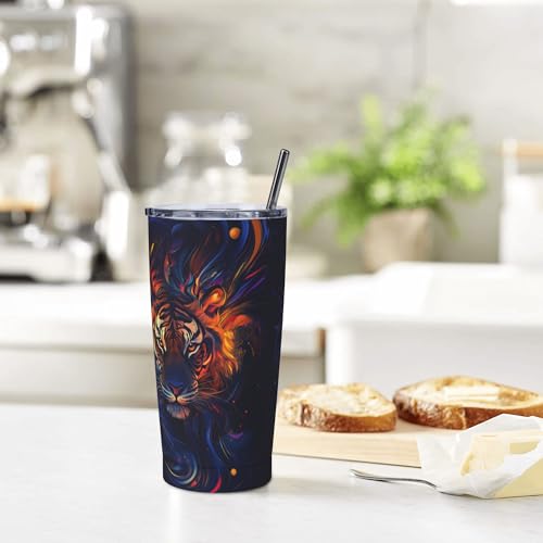 Tiger Tumbler with Lid and Straw 20oz Coffee Tumblers Leakproof Stainless Steel Travel Mug Vacuum Insulated Cup for Iced and Hot (20 Count)