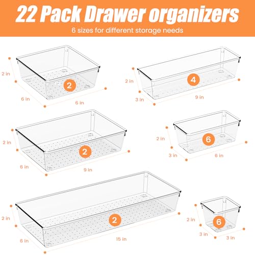 22 Pcs Drawer Organizer Bins (22 Count)