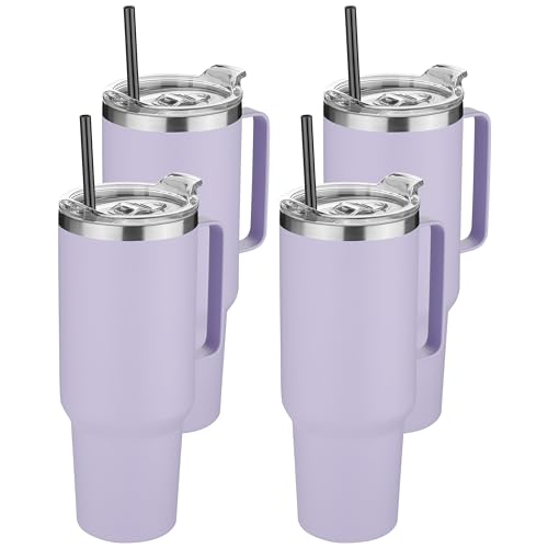 40 oz Stainless Steel Tumbler with Handle (4 Count)