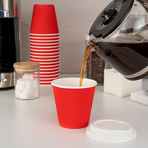 Ripple Wall Coffee Cups 500 Count 8 Ounce Insulated Red Paper Cups