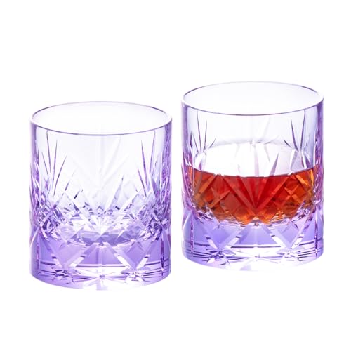 Crystal Whiskey Glasses Set of 2 Hand Blown Old Fashioned Glasses