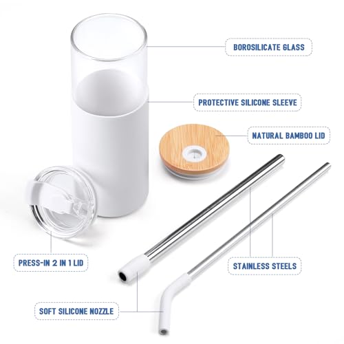 24oz Glass Tumbler with Lids and Straws
