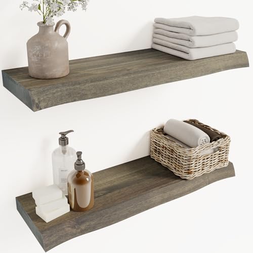 24'' Live Edge Floating Shelves for Wall (2 Count)