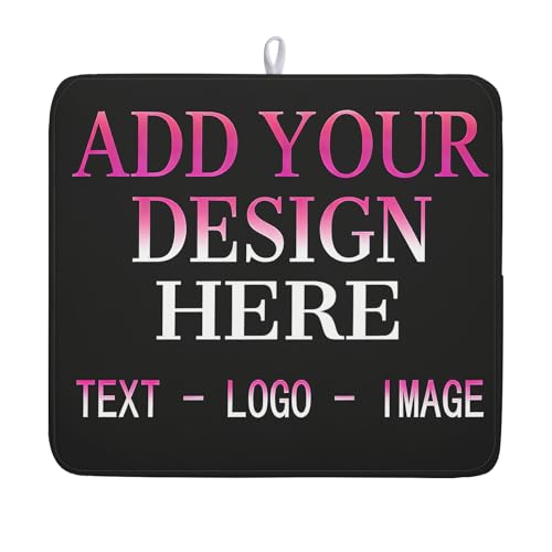 Custom Personalized Dish Drying Mat 16x18 Inch Customized Drying Mats with Picture Text for Kitchen Counter Custom Image Microfiber Absorbent Dishes Pad for Travel Festivals Family Memories Home Decor