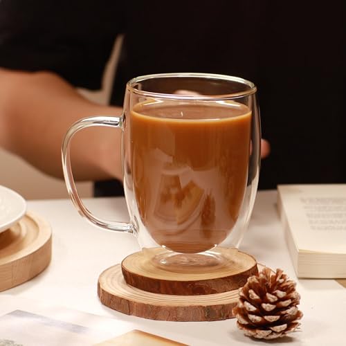 12oz Double Walled Glass Coffee Mugs (2 Count)