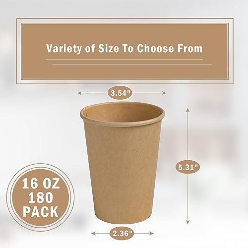 180 Count 16 oz Kraft Paper Cups