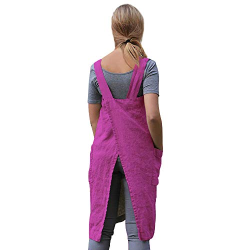 Women's Pinafore Square Apron Baking Cooking Gardening Works Cross Back Cotton