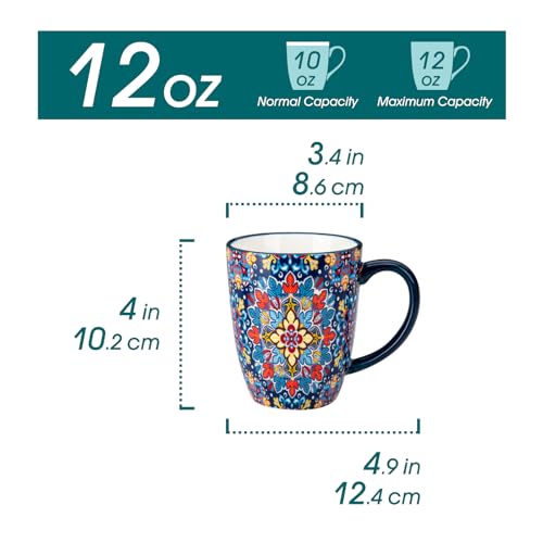 SIMI 12 oz Coffee Mugs Set of 6 (6 Count)