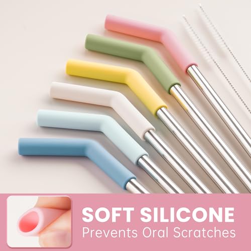 6 Pack Metal Straws with Silicone Tip Fit for Stanley 14 (6 Count)