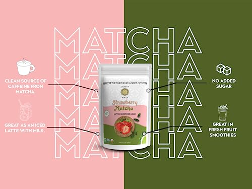Strawberry Matcha Powder 3.5 oz Japanese Green Tea Blend with Real Freeze (3.5 Ounce)
