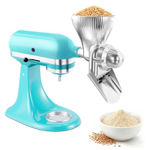All Metal Grain Mill Attachment for KitchenAid Stand Mixers with 12 Grind Level Wheat Grinder Flour Mill for Sourdough Baking