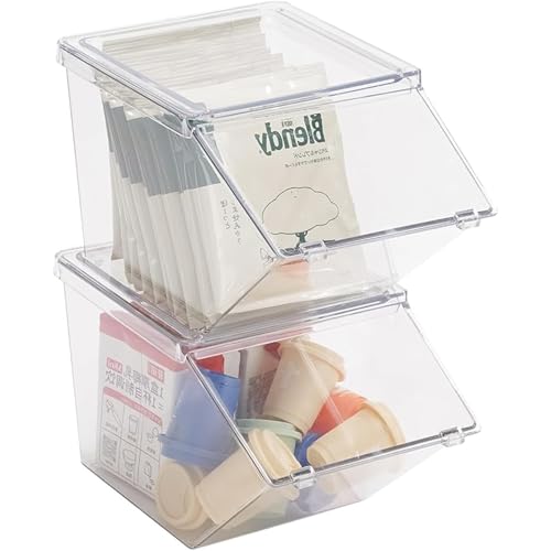 Stackable Tea Bag and Coffee Pod Organizer with Clear Front Flap (2 Count)
