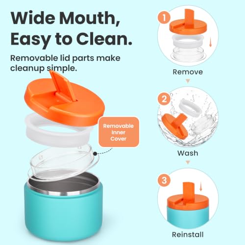 12oz Insulated Vacuum Food Jar with Buckle Lid Wide Mouth Soup Thermo for Hot Food Kids Leakproof Stainless Steel Lunch Container