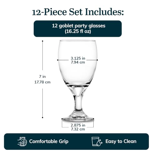 Classic Glass Goblets Set of 12 (12 Count)