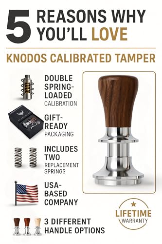Calibrated Espresso Tamper 58mm Walnut Spring Loaded Design