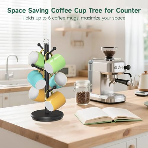 Mug Holder Tree Bamboo 360° Rotating Coffee Cup Display Rack