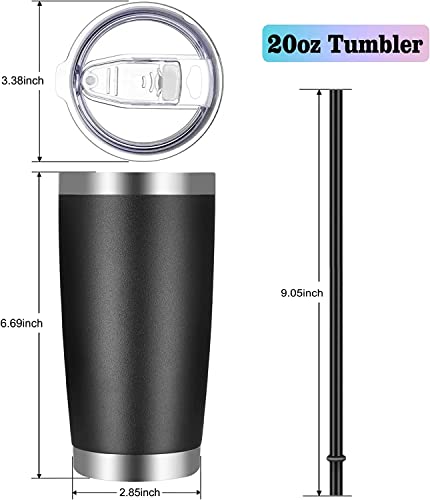 20oz Tumbler with Lid and Straw Stainless Steel Tumbler Cup Bulk Vacuum Insulated Double Wall Travel Coffee Mug Powder Coated Coffee Cup (6 Count)