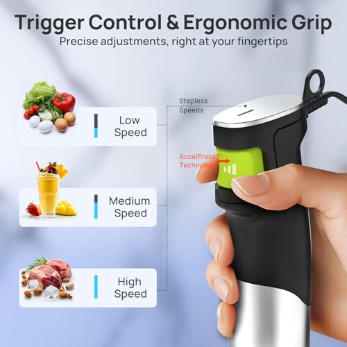 7-in-1 Immersion Blender Handheld Max 1100W, Trigger Speed Control