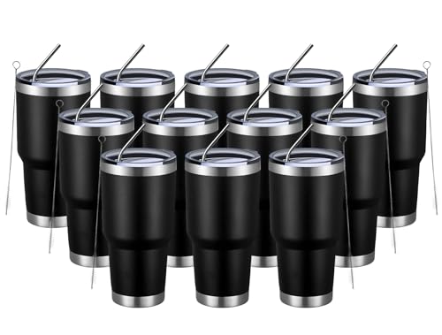 30oz Insulated Tumbler With Lids and Straws (12 Count)