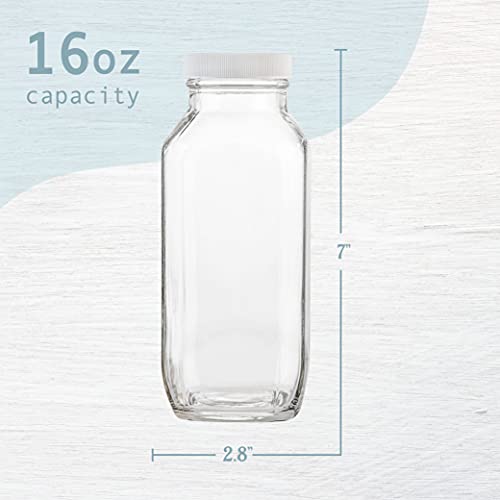 16 oz Glass Milk Bottle with Lid (2 Count)