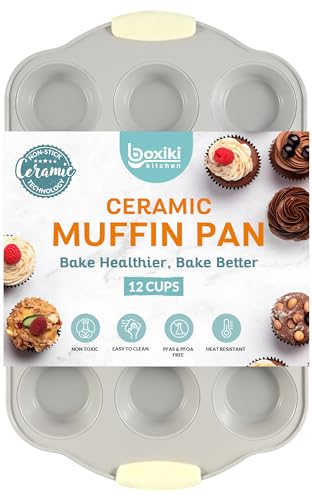 12 Cups Ceramic Coated Muffin Pan for Baking