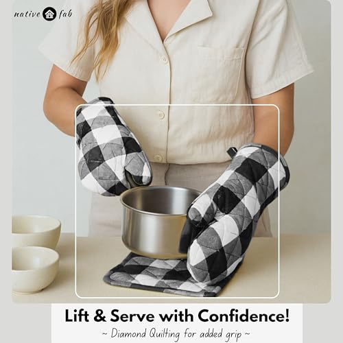 Buffalo Plaid Check Oven Mitts and Pot Holders Set of 4 (4 Count)