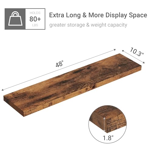 Single Floating Shelves 48x10” Set of 1