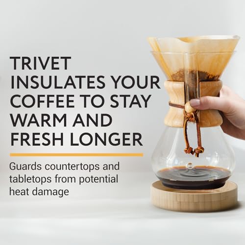 Coffee Pot Cover & Wooden Trivet Set Compatible with Chemex