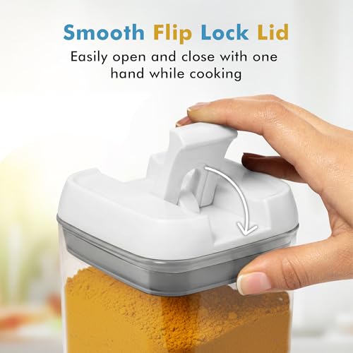 6PC (0.5L, 2.1 Cup, 17oz) Airtight Spice Storage Containers, 6 Spoons (6 Count)