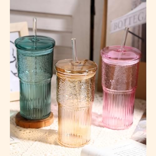 Glass Cups with Lids and Straws (2 Count)