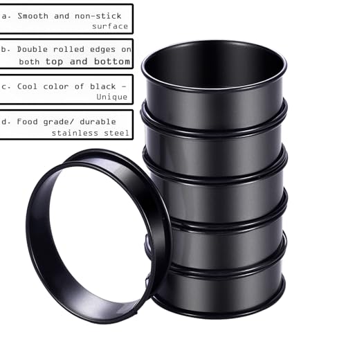 12Packs Crumpet Rings NONSTICK English Muffin Rings 3.15 Inch Stainless Steel Double Rolled Tart Ring Upgraded Round Metal Baking Cooking Pastry Ring Molds for muffins