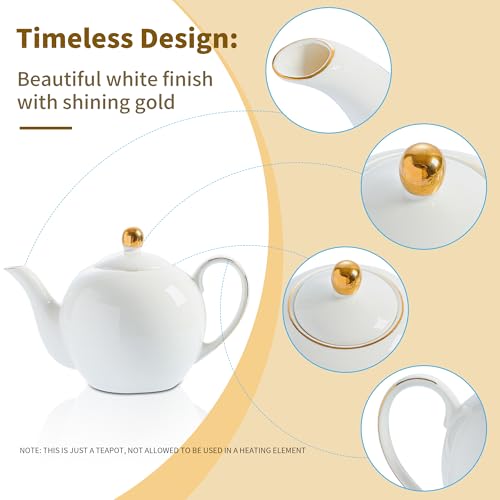 30oz White Porcelain Teapot