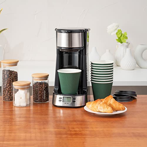 Ripple Wall Coffee Cups 500 Count 8 Ounce Insulated Forest Green Paper Cups