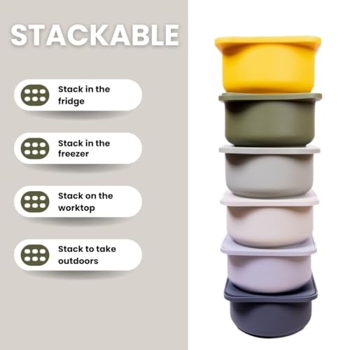 Pizza Dough Proofing Silicone Containers with Lids (6 Count)