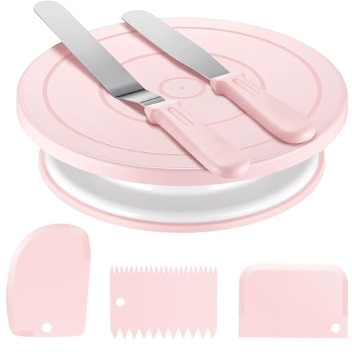 Cake Decorating Kit with Turntable Baking Supplies for Beginner Pros (6 Count)