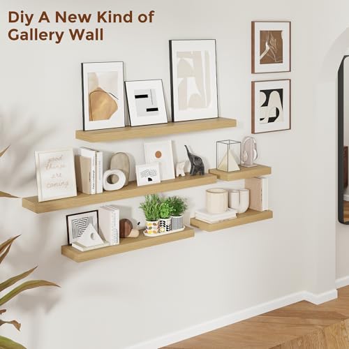 48 Inch Floating Shelves for Wall 8 Inch Deep Oak Shelves Set of 2 (2 Count)