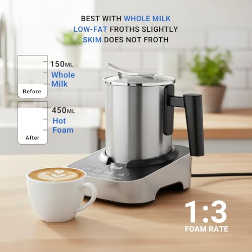 4-in-1 Electric Milk Frother and Steamer with Auto Shut-Off