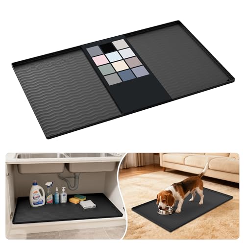 Waterproof Silicone Under Sink Mat 37'' x 22'' Shelf Liner for Kitchen and Bathroom