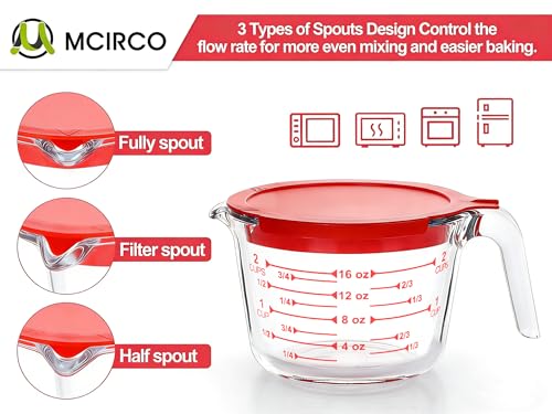 6 Pcs Glass Measuring Cups with Lids Set