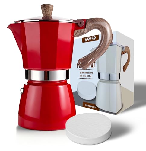Moka Pot Stovetop Espresso Set & Cuban Coffee Maker 6 (10.2 Ounce)