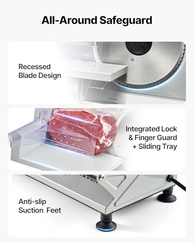 Meat Slicer 6.7" Electric Deli Slicer Machine with 2 SUS420 Blades